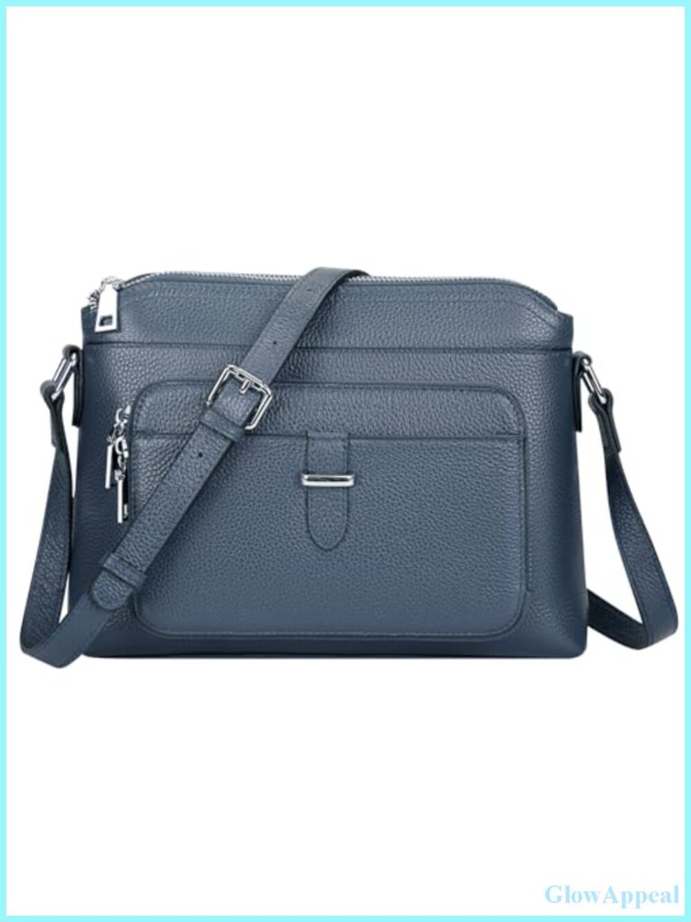 Genuine Leather Crossbody Bag with Card Slots Adjustable Strap